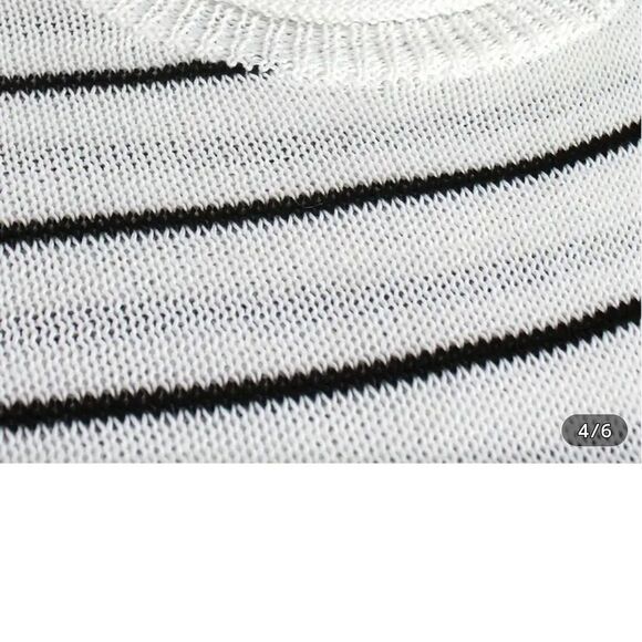 Youins Black and Cream Striped Turtleneck Sweater - Picture 4 of 5